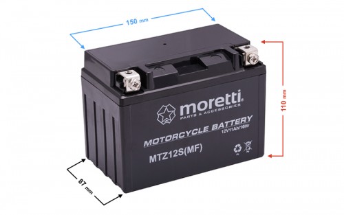Akumulator 12v 12ah AGM (Gel) MTZ12S Moretti