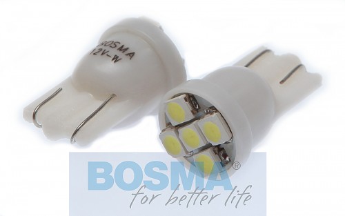 Żarówka BOSMA 12V 5*LED SMD3528 T10 WHITE 6000K blister