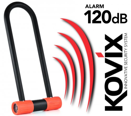 Kłódka U-Lock  z alarmem KOVIX KTL14-300 czarna
