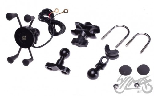 UCHWYT TELEFONU Z MOCOWANIEM MOTOCYKLOWY USB
